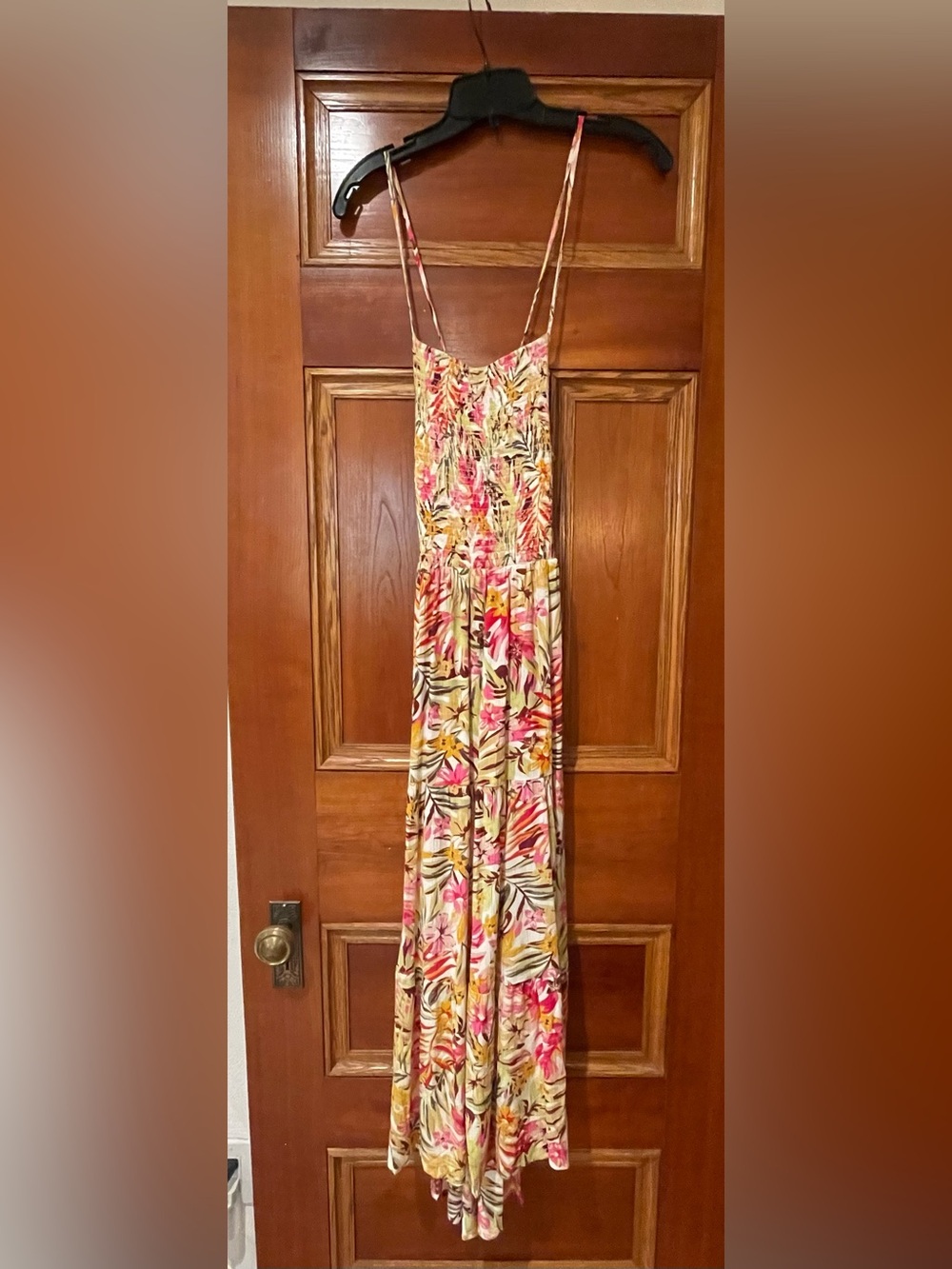 Rip Curl Copacabana Halter Midi Sundress Smocked Tropical Beach Open Back M EUC - Picture 4 of 15